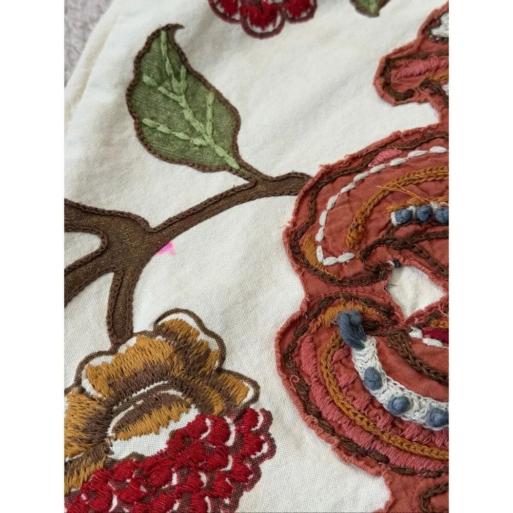 Pottery Barn set of 2 pillow covers 20x20 Creak‎ Floral Embroidered